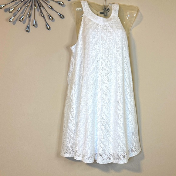 Three Pink Hearts Dresses & Skirts - Flowing Three Pink Hearts White Lace Sleeveless Fully Lined Dress NWT